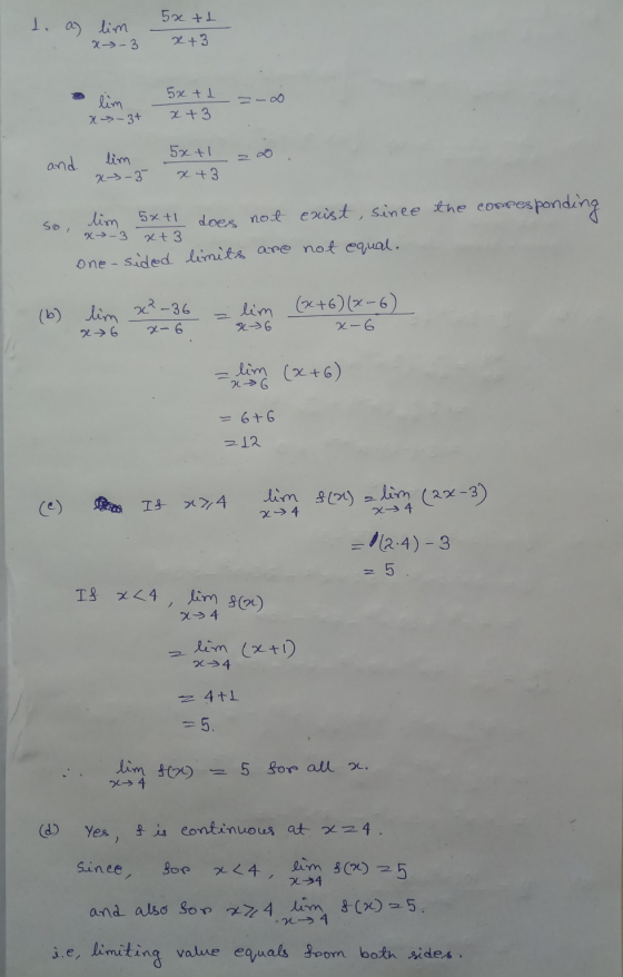 I to a lim -3 5x tt x+3 x 5x tt [ X lum -34 x +3 lim and 5x+1 x +3 xx-3 the corresponding sol x lim 5x+1 does not exist, sinc