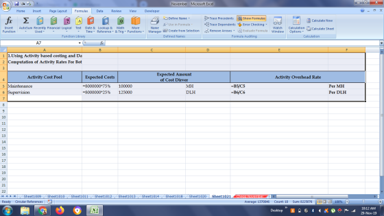 November - Microsoft Excel - a x Home Insert Page Layout Formulas Data Review View Calculate Now Developer A a Define Name f