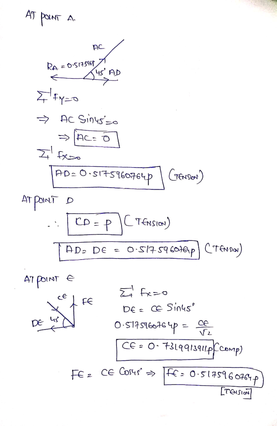 AT POINT A AC RA=0.517.596 45 AD Elfyzo > AC Sinusso - AC=ó I fxo PD: 0-5175160764p 1 Crewsov) AT POINT D Coop (TExisten) TA