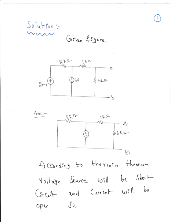 0 Solutfon eaure 0 MA Ans: ccording to thevcn? NotageJowce o Cra, and Curr enト u.rll be. OP&n venin theorem