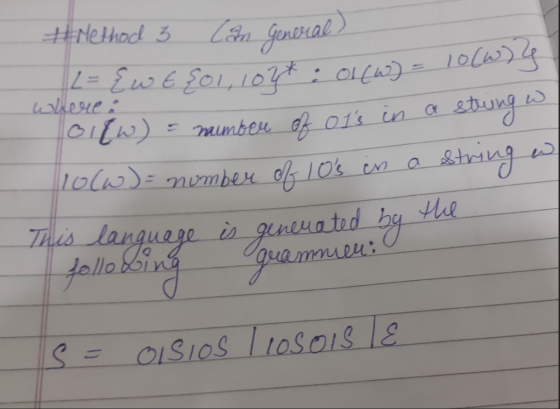 + Method 3 Can General) 2 = { wt{01, 102*: 01(w) = 10(w) y where Joi&w) = number of ots in a stwing w 10(w)= number of los