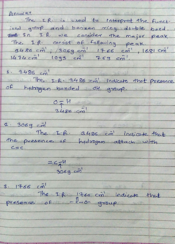 Anawer The IRisseel to tnterpret the funct banzenringdaub le band. the majar ianal govp and IR Consist consider peak of follo