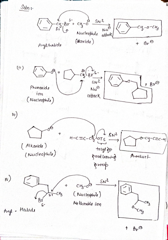 Solni. SN2 - stG ch-Br +ch- -CH-0-CH3 Nucleophile attack (akoxide) Aryl halide + Bro 38rs- SNR T + Bro Phenoxide aion attack