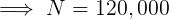 \large \implies N = 120,000
