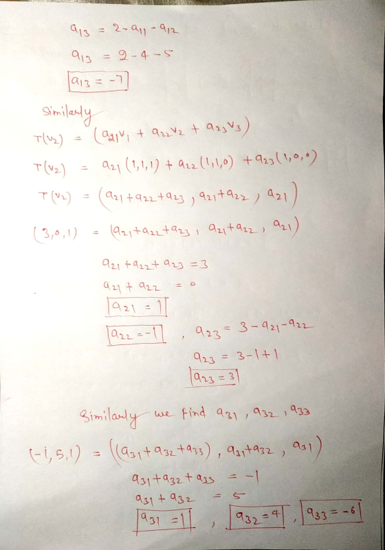 913 12 2-a1-912 913 2-4-5 1913 = -7 Similarly T|U2) (apply + QzzV2 + a2zV3) T(N2) = 921 (1,1,1) + A22 (1,1,0) +923 (1,0,0) T