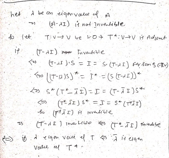 het a be an eigenvale ad A w (H-di) i not investible so let Tutu be notTkVtv it Adsont if (T-01) now Inventelle Tzs E-NIDS =