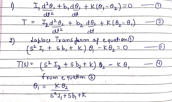 I d20, +bide, +340,-02)=0 at2 at T = 5 220, + by do + k (07-0,) 2 at2 at 2 ) Laplace Transform of equation I, + s byt kjo - K