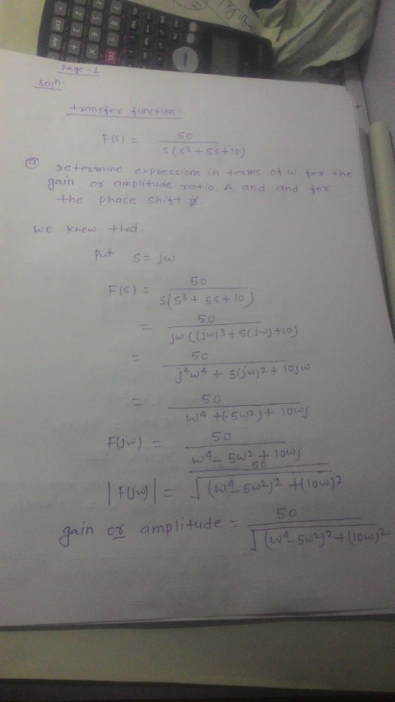 Page- Soh Tansie unction F(S) ain cガarn plitude-ratio. A andare 和 the phase shit+ p F (S) 5 0 5 0 5 o 5 0 5 0 xin os amplitud