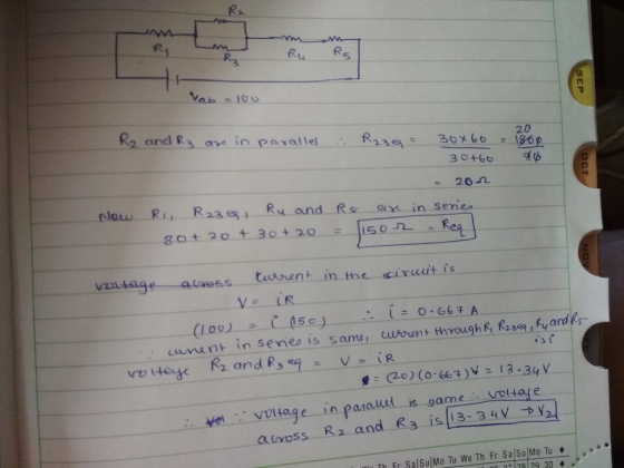 Rg 5 R2 and &s are in parallel 20 3 0466b Now Ri, R23 Ru and Rs ax in senea artagf acress tnoen tin the circuit ument in sene