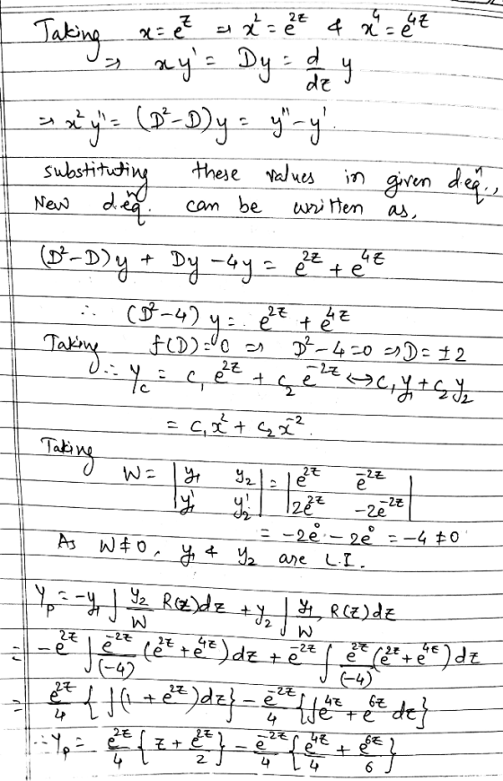 2E Taking e yDy dz these alues Subathatiy gten de uni Hen as, cam be New Dy + e 22 4o D2 FD):0 22 + ce 2 2t -2t -2e C 2e A3 W
