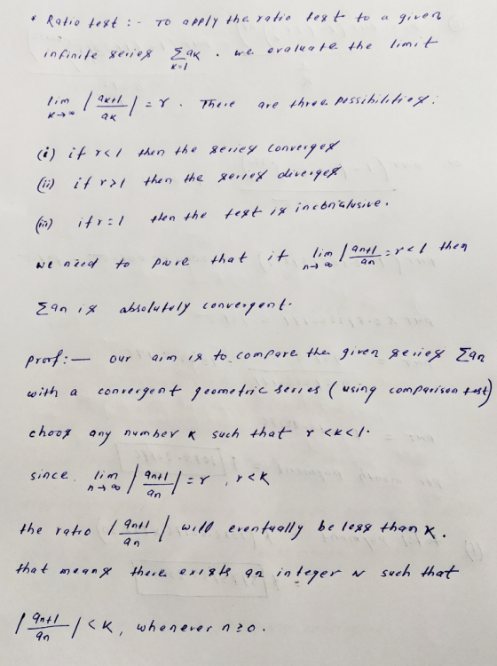 Ratio test - a given To aPPlY the yohio tegtto limit evaluate the aK gei e & in finile e K>l lim are threa possibilhe g. Thei