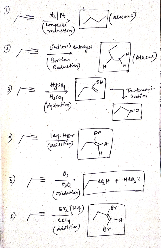 H₂ Pt complete (reduction) Lindlers catalyst I Partial . Reduction) . togsoq Tautomerin letzsog Zation (Hydration) (addition