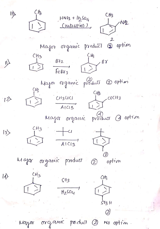 Cth HNO3 + 162504 . (netration; . Major option organic product CH C CH3 Br2 . Febro she Mayor organic product @ option ch Chh