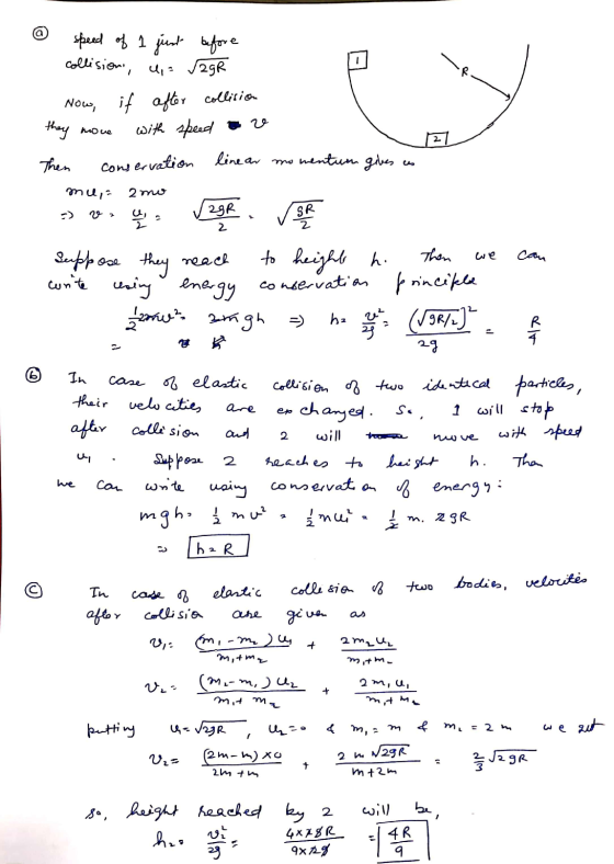 speed of 1 just before collision, u, ſagr Now, if after collision they move with speed to e Then conservation line ar momentu