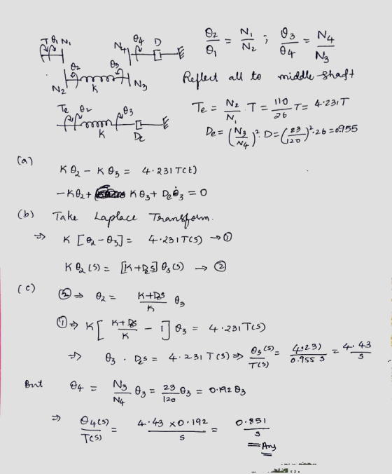 Oz - N; ; 03N4 H E 04 lammating O Ne? 2 Reflect all to middle shaft Te = Ne T = 10-T= 4*2317 Tento rompe De=ing y DP :26 3413