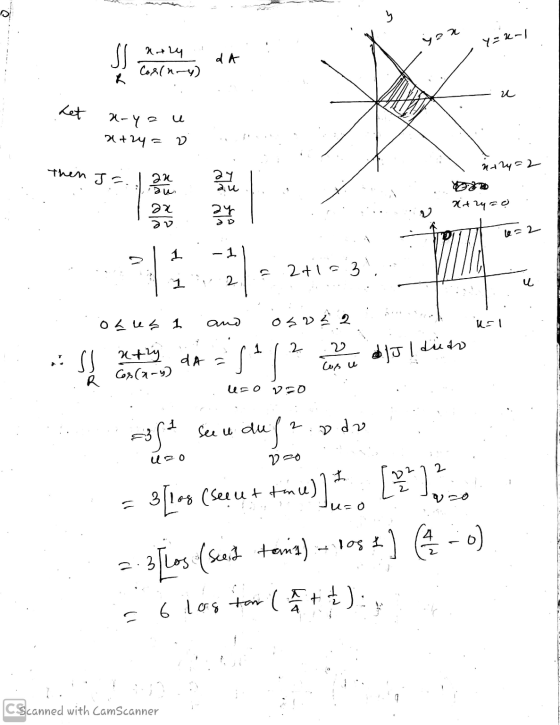 y you y=u-l koly Cor(nry) dA 22 a-ya u x+2y= 22 then Jo no2y=2 an 21 au 24 что 24 20 le=2 1 -1 F 2+1=39, 1 ... 2 u ones 1 and