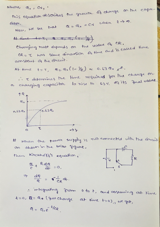 where, a.ch, on the capee- the of charge growth this equation describes cător. as ao ar when tys. Now, we see that time of ti