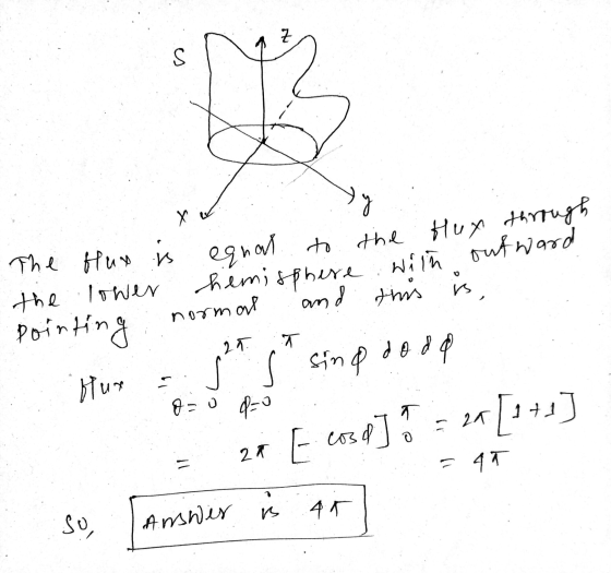 Z is ty X equal to The flus is the lower tin the Hux through hemisphere with outward normal is an and this pointing Hur o=0 d