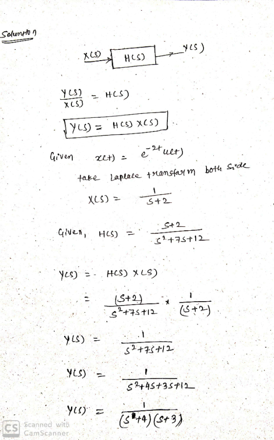 SolunHo n HCS) HLS) HCS) XCS) uer) Given take Laplale +rangfas m bott Sde XLS)> S+2 St2 GNen HLS) 27t12 (T CSH S+2 て+5t+) S2+