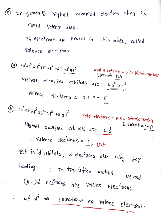 @ In electron shell is generally highest occupied Called Valence shell If electrons are present in Valence electrons. this sh