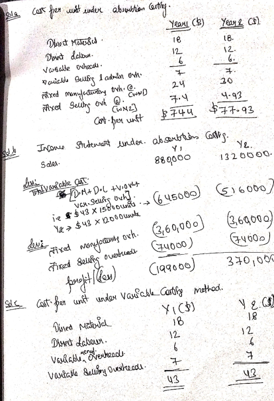 ola 12. 30 cost fren unt under absolution Certing. years (3) Yeaul CH) Durect Maurus Durant labour vartable owheads vouable