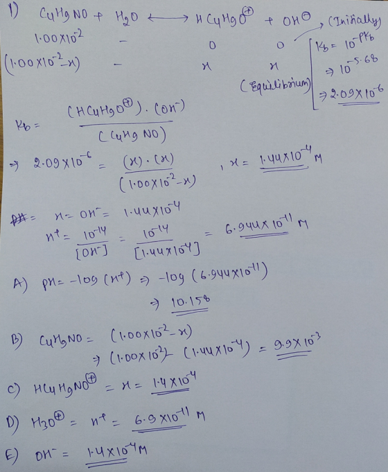 т 1) CuИ NO + H, o 100X1032 - (1.00 810 ) - — и сно о 0 n оно , (14 15ally) 0 Kb= 10 a 105.68 a (Equilibrium 12.09x106 H= 1.4