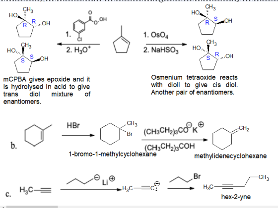 HO CH₂ ROH ОН ŘSH 1. Os04 2. NaHSO, HOJE HO CH₂ 2. H20* SOH ROH SYUR mCPBA gives epoxide and it is hydrolysed in acid to give