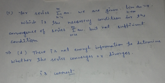 lim an 20. are for series we htto which is the necessery series lan. ginen. condition for the sufficient but not nzi conver
