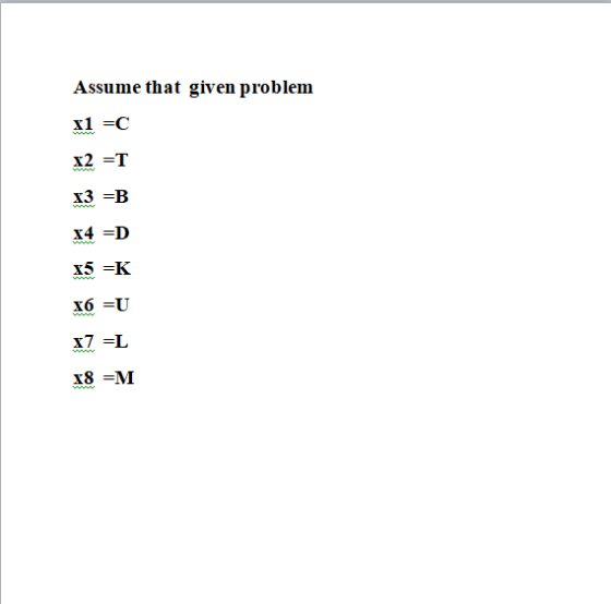 Assume that given problem x1-C x2 =T x4 -D x7-L