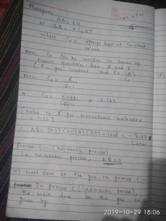Page therefore, oor or so= nCAT Where Cv a specific heat at volume Constant Now, Cr can be written in terms of known quantiti