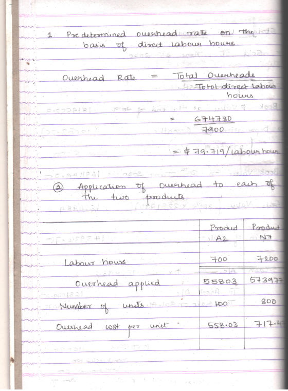 1. Pre determined basis of overhead crate on the inta direct labour hours. Overhead Rate = Total Overheads 2. Totol direet ta