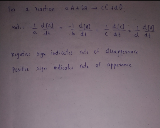 a A + bB-cC 4d0. For a Yeaction Nalee-d(A) 11 1 1 a C dt d dp P 9 Sign indi cates Yate of disappevan le negadive Sig indicate
