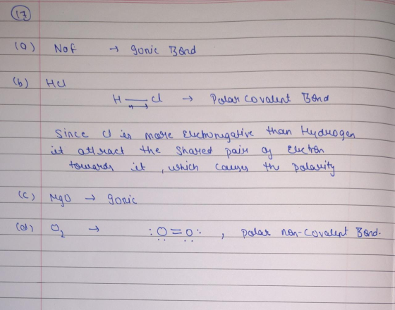 (0) Not gonic Bond .cd & Polar covalent Bond since coils more Electronegative reative it attract the shared pair towards it ,