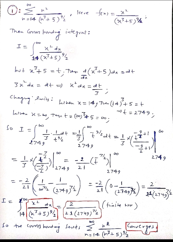 2 Here fin) = 1² n=14 (61+ 5)2 (5131-5) Then Conos integrali ponding I- x² da an 14 (23+5)/ but x3+5=t; them & (x²+5)dx=dt 3x