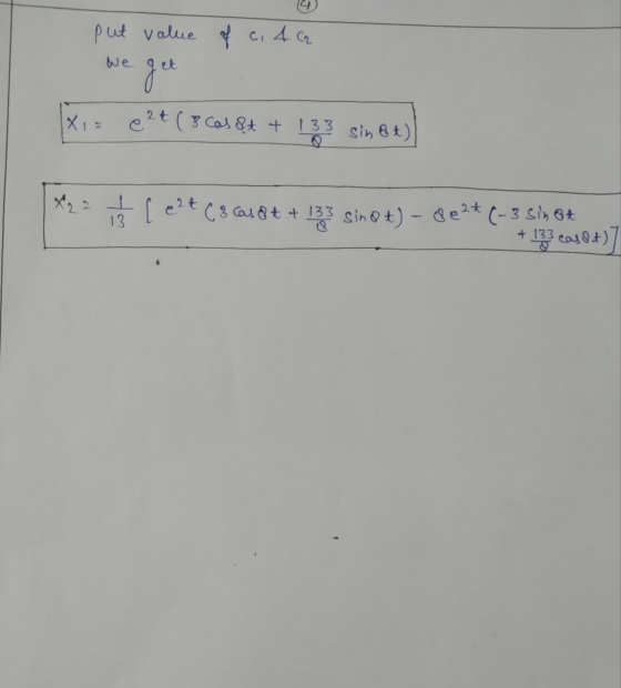 We put value of c. 4 cm get X,2 e 2t (3 cas et + 133 sinat) X22 [ 02 + ( 3 Cas&+ + 133 sin® +) - 8e2* (-3 sy 6+ + 133 cas8t)
