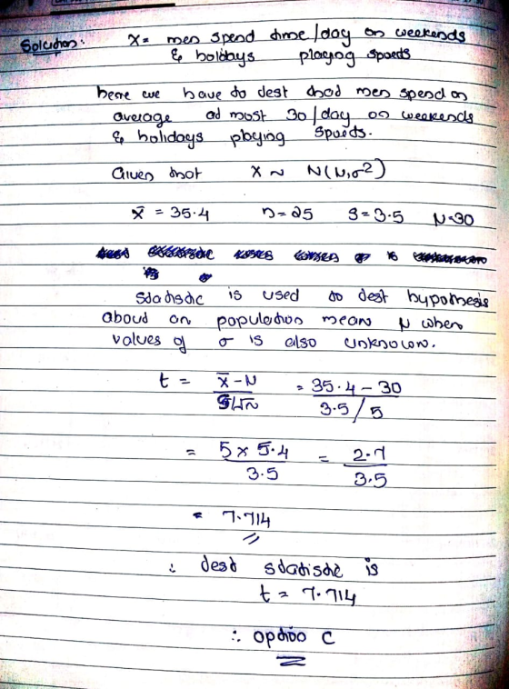 Solution: X= men spend time doy on weekends & boldays plagog spoets bere eve bave to dest dad men spend as Querade ad most 30