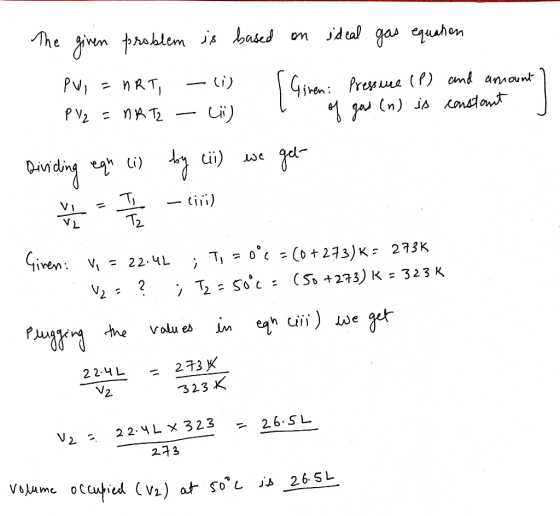 The given problem is based on ideal gas equation PW, = nRT, -(i) [ Given: Pressure (P) and amount / P/2 = nR Tz - Lii) I. of