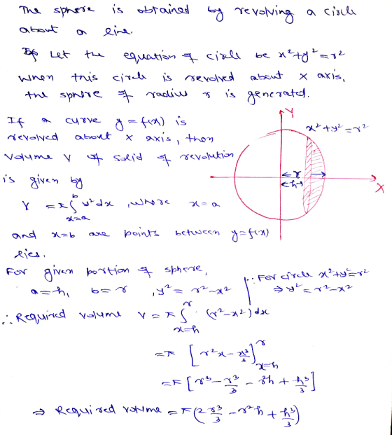 The sphere is obtained by revolving a circle about a line. - bo let the equation & circle be u² to ²a82 when this circle is r