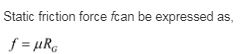 Static friction force fcan be expressed as, f = uRa