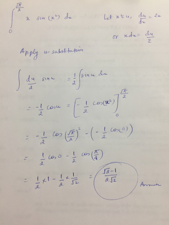 e sin (2²) du let neu, du _ 2u or edu-de a- substitution I de sinn sinne de = -1 case = (- cosas 1.036 - (COM) I-VT wen