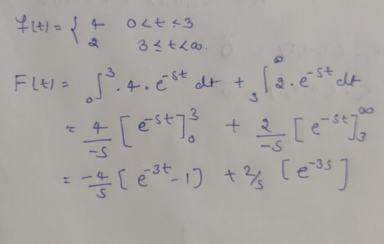 f(t) = olt=3 33t2@ FLEI= J 13. estalt 594 to est at t * 7 [esty [e-sty - [ est-1) + 2 [ess + 2 -S 2