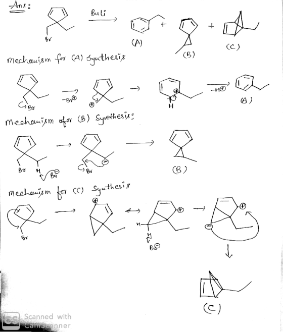AnA: Bui CA) CC) mechauism for A) Syuthesig A) meohauism ofr (B) Syethesi B) H mechausm fce)Sythesi (C) es Scanned with Camse