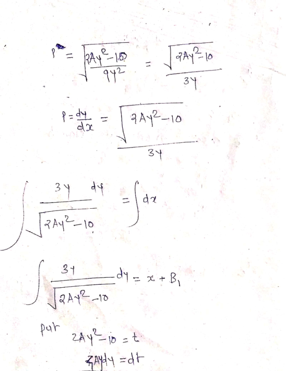 qAy²10 RAY 1.6 94² 34 P = dy QAY²-10 da 3Y 39 dy da ZAY²-10 34 -dy = x + Bi QAY²_10 pur ?Ay ²10 t ༢༩94༌། -df