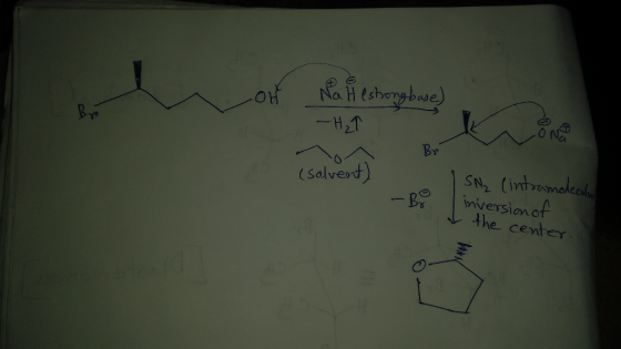 ou Na Hestrong base) -H21 - Br (solvent) 1 SN₂ (intramolecular I inversion of I the center