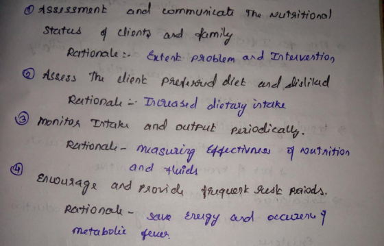 ③ Assessment and communicate the nutritional status of clients and family Rationales Extent problem and Intervention Assess t
