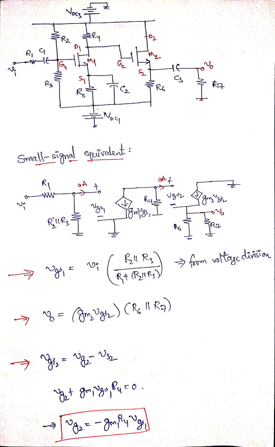 Vocz R2 Ry RI NIE ų s G HE No Å لم si G R3 Ce R6 R7 so - Nou 1 small-signal equivalent astf RI OA Ugr grush Ngs, gmings, Rili