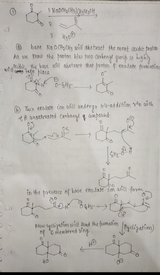 0 By I.NaD CH2CH3|(13420H, @ base Na O CH2 CH3 will abstract the most acidic proton As we know the proton blw two carbonyl gr