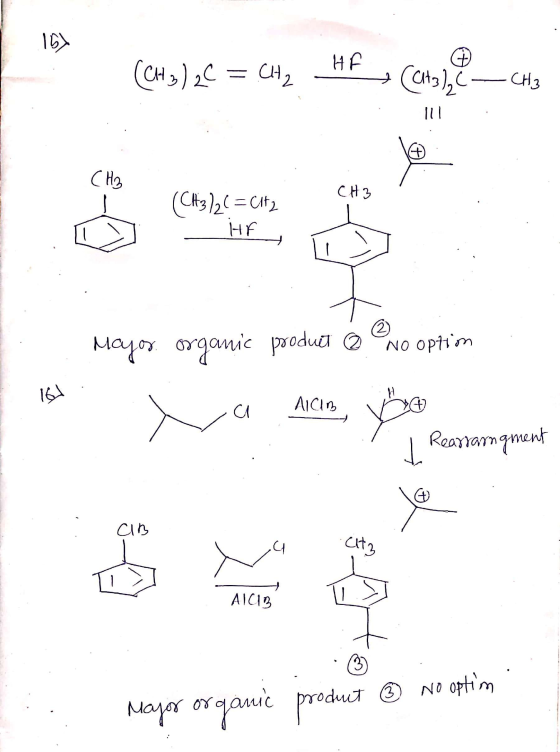 (CHS) oC = CH2 HF - (),—CH3 CH3 (Colecules (CH3/2C=CH2 HF que Mayor. Organic product @ No option v a NIC Aicia, y hace I Rear