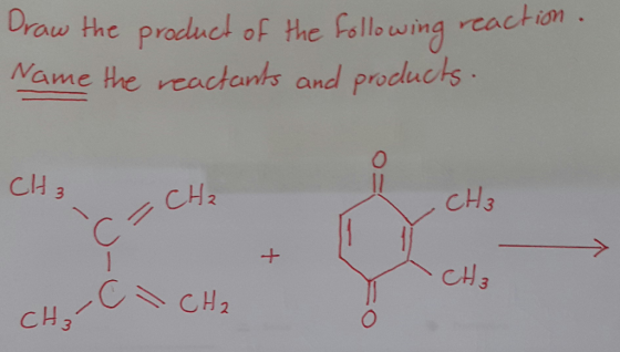 Draw the product of the following reaction. Name the reactants and products. CH₃ CH2 CH3 co CH₂ CH₃C\CH₂