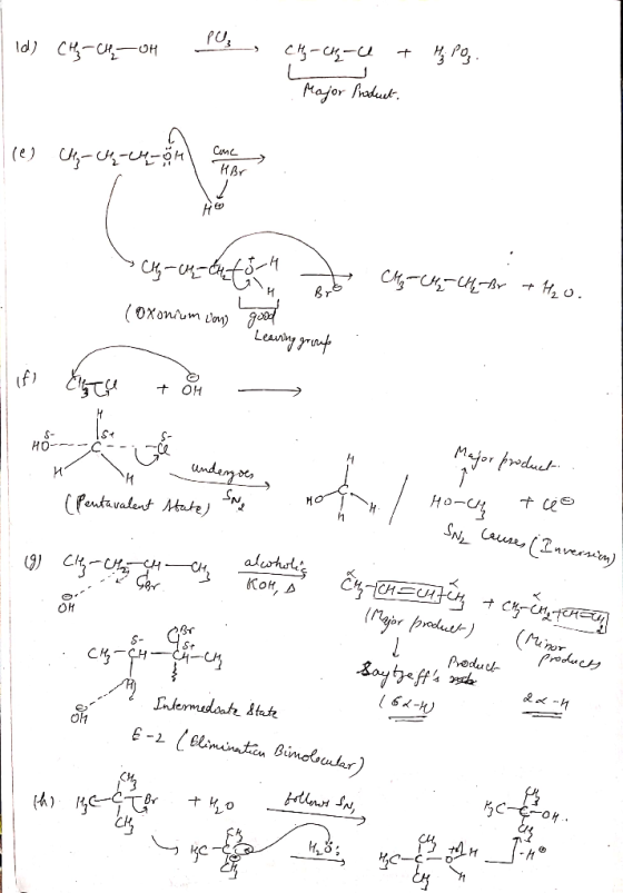 PU C-CC d) CC H Major raduut Canc КBr На о. 0Xonum on) Lewnay prat f) + OH Mafor foduct ndangots и Ho-uy SNi Cause(nversen) (